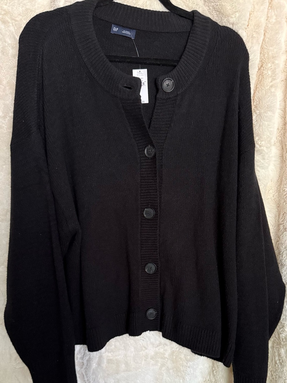 GAP cashsoft Women's Black Button-Front Ribbed Cardigan Sweater